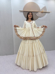 Women’s Cotton Anarkali Lehenga Set with Traditional Embroidered Work