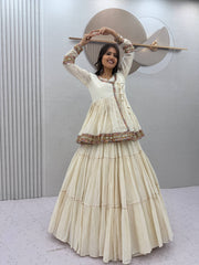 Women’s Cotton Anarkali Lehenga Set with Traditional Embroidered Work