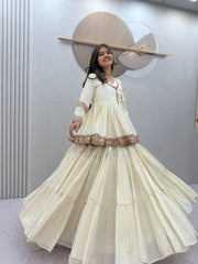 Women’s Cotton Anarkali Lehenga Set with Traditional Embroidered Work