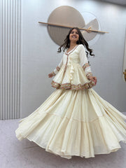 Women’s Cotton Anarkali Lehenga Set with Traditional Embroidered Work