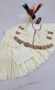 Women’s Cotton Anarkali Lehenga Set with Traditional Embroidered Work