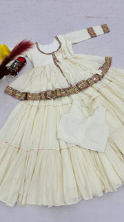 Women’s Cotton Anarkali Lehenga Set with Traditional Embroidered Work