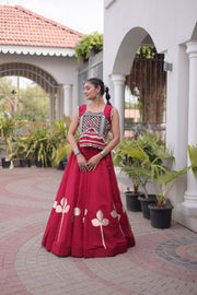 Women’s Mirror work Ethnic Embroidered Lehenga Choli Set