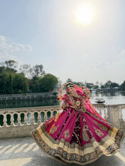 Women’s Printed Pink Gujarati Navratri Lehenga Choli