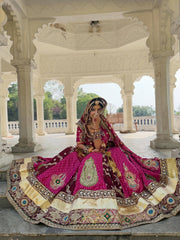 Women’s Printed Pink Gujarati Navratri Lehenga Choli