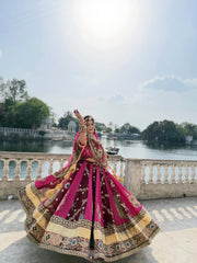 Women’s Printed Pink Gujarati Navratri Lehenga Choli