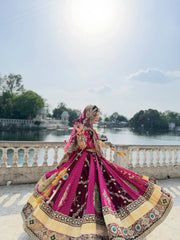 Women’s Printed Pink Gujarati Navratri Lehenga Choli