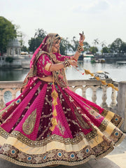 Women’s Printed Pink Gujarati Navratri Lehenga Choli