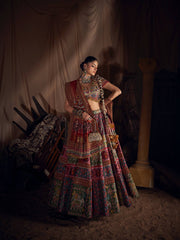 Women’s Printed Gujarati Navratri Lehenga Choli with Real Mirror Work