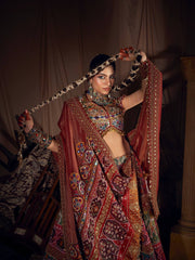 Women’s Printed Gujarati Navratri Lehenga Choli with Real Mirror Work