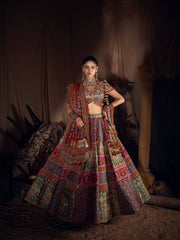 Women’s Printed Gujarati Navratri Lehenga Choli with Real Mirror Work