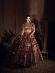 Women’s Printed Gujarati Navratri Lehenga Choli with Real Mirror Work
