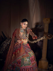 Women’s Printed Gujarati Navratri Lehenga Choli with Real Mirror Work