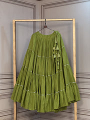 Women’s Kora Cotton 12 Meter Flared Frill Lehenga