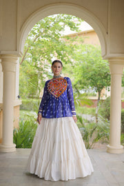 Women’s Kora Cotton Lehenga with Bandhani Kutchi Work Top