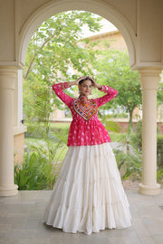 Women’s Kora Cotton Lehenga with Bandhani Kutchi Work Top