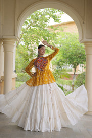 Women’s Kora Cotton Lehenga with Bandhani Kutchi Work Top