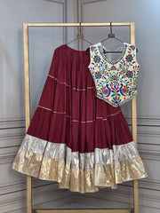 Women’s Kutchi work Lehenga Choli Set with Flared Skirt