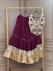 Women’s Kutchi work Lehenga Choli Set with Flared Skirt