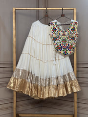 Women’s Kutchi work Lehenga Choli Set with Flared Skirt