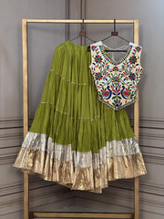 Women’s Kutchi work Lehenga Choli Set with Flared Skirt