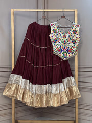 Women’s Kutchi work Lehenga Choli Set with Flared Skirt