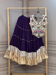 Women’s Kutchi work Lehenga Choli Set with Flared Skirt