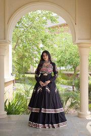 Women’s Kora Cotton Lehenga with Gamthi Embroidery & Gota Patti Work