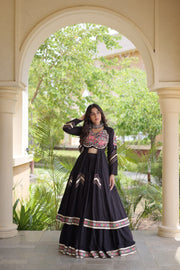 Women’s Kora Cotton Lehenga with Gamthi Embroidery & Gota Patti Work