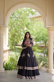 Women’s Kora Cotton Lehenga with Gamthi Embroidery & Gota Patti Work