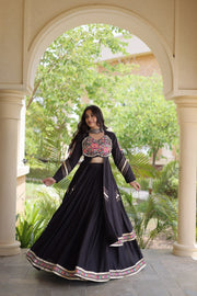 Women’s Kora Cotton Lehenga with Gamthi Embroidery & Gota Patti Work