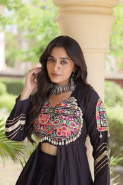 Women’s Kora Cotton Lehenga with Gamthi Embroidery & Gota Patti Work