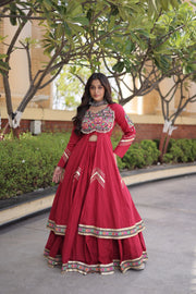 Women’s Kora Cotton Lehenga with Gamthi Embroidery & Gota Patti Work