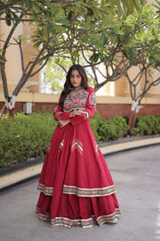 Women’s Kora Cotton Lehenga with Gamthi Embroidery & Gota Patti Work