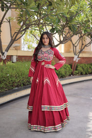 Women’s Kora Cotton Lehenga with Gamthi Embroidery & Gota Patti Work