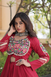 Women’s Kora Cotton Lehenga with Gamthi Embroidery & Gota Patti Work
