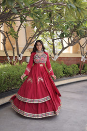 Women’s Kora Cotton Lehenga with Gamthi Embroidery & Gota Patti Work