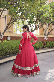 Women’s Kora Cotton Lehenga with Gamthi Embroidery & Gota Patti Work