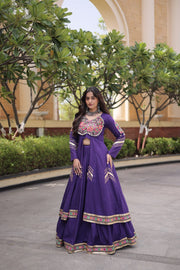 Women’s Kora Cotton Lehenga with Gamthi Embroidery & Gota Patti Work