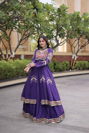 Women’s Kora Cotton Lehenga with Gamthi Embroidery & Gota Patti Work