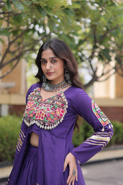 Women’s Kora Cotton Lehenga with Gamthi Embroidery & Gota Patti Work