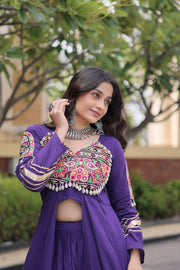 Women’s Kora Cotton Lehenga with Gamthi Embroidery & Gota Patti Work