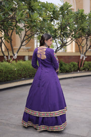 Women’s Kora Cotton Lehenga with Gamthi Embroidery & Gota Patti Work
