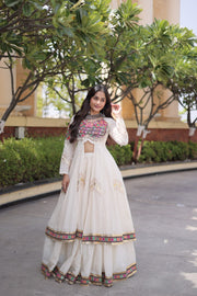 Women’s Kora Cotton Lehenga with Gamthi Embroidery & Gota Patti Work