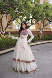 Women’s Kora Cotton Lehenga with Gamthi Embroidery & Gota Patti Work