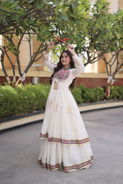 Women’s Kora Cotton Lehenga with Gamthi Embroidery & Gota Patti Work
