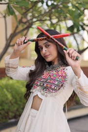 Women’s Kora Cotton Lehenga with Gamthi Embroidery & Gota Patti Work