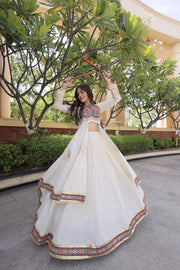 Women’s Kora Cotton Lehenga with Gamthi Embroidery & Gota Patti Work