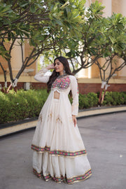 Women’s Kora Cotton Lehenga with Gamthi Embroidery & Gota Patti Work