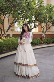 Women’s Kora Cotton Lehenga with Gamthi Embroidery & Gota Patti Work